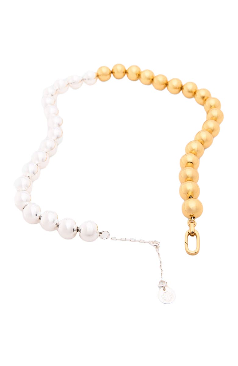 maje Two-tone pearl necklace, Alternate, color, Golden / Silver
