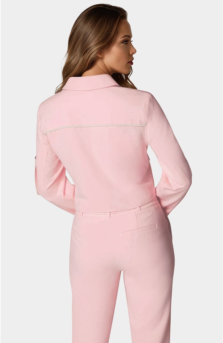 bebe Embellished Bomber Jacket, Alternate, color, Mary's Rose