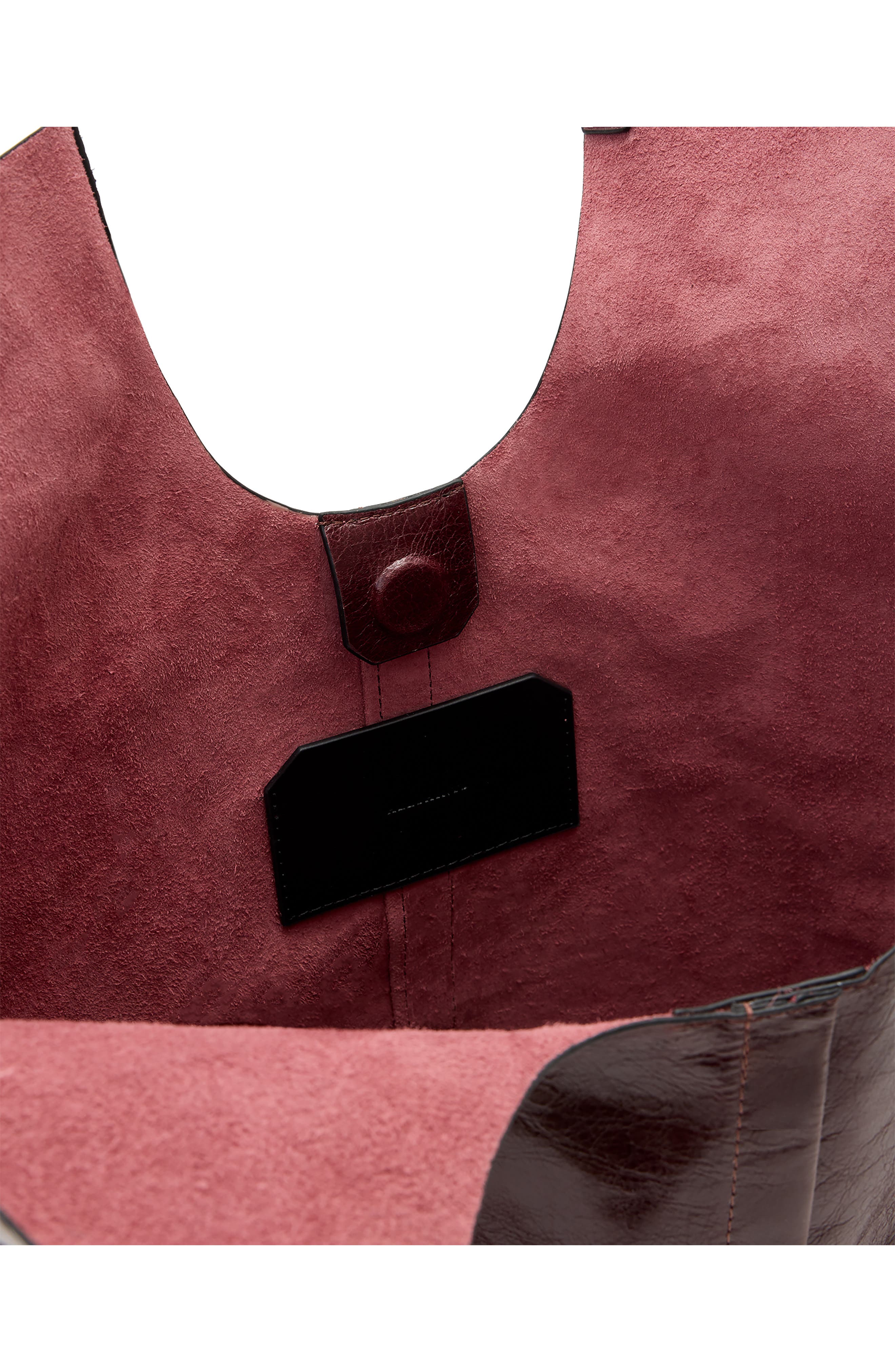 AllSaints Ara Shine Tote Bag, Alternate, color, Dark Red