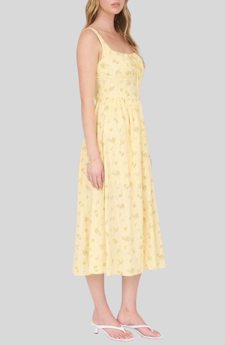 Blu Pepper Floral Cotton Midi Sundress, Alternate, color, Butter Yellow Multi