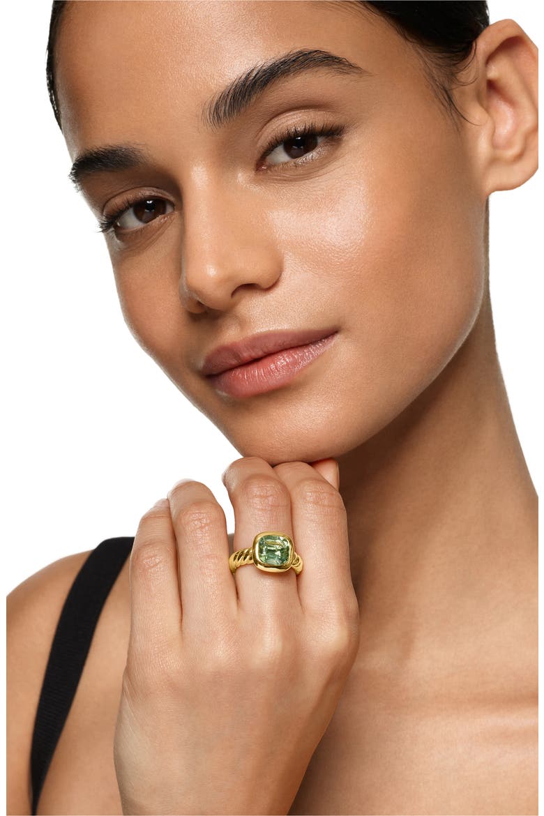 DY Mercer® Stone Ring in 18K Yellow Gold with Prasiolite, 10mm, Alternate, color, NEW PRASIOLITE