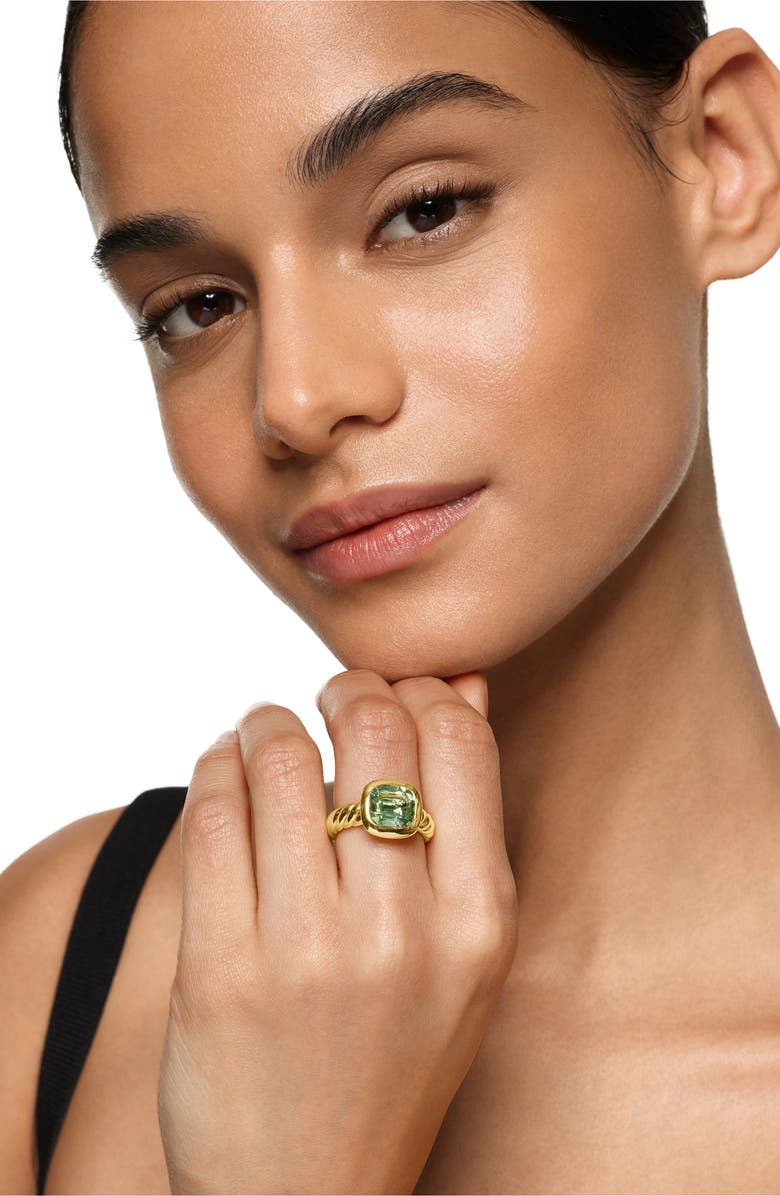 David Yurman DY Mercer<sup>®</sup> Stone Ring in 18K Yellow Gold with Prasiolite, 10mm, Alternate, color, New Prasiolite