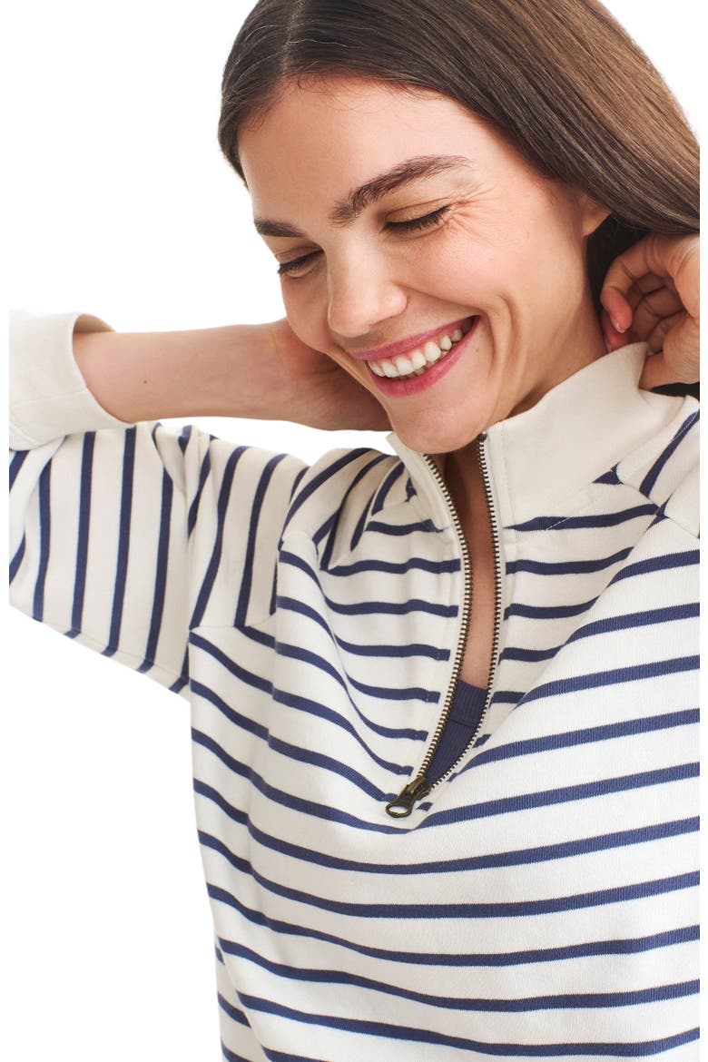 Women's Fit Half-Zip Sweatshirt, Alternate, color, Sunwashed Navy Ivory Stripe