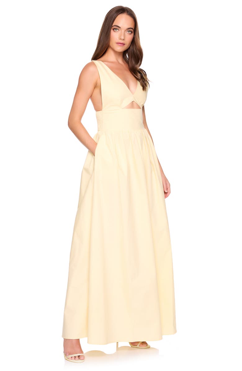 Susana Monaco Cutout Detail Cotton Poplin Maxi Dress, Alternate, color, Whipped Cream