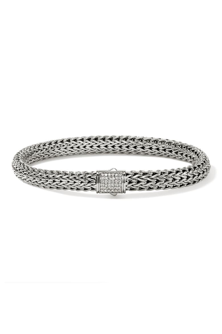 Icon Bracelet, Diamonds, 6.5mm, Main, color, SILVER