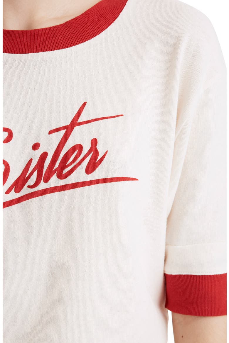 Sister Graphic Relaxed Ringer Tee, Alternate, color, ENAMEL RED SISTER
