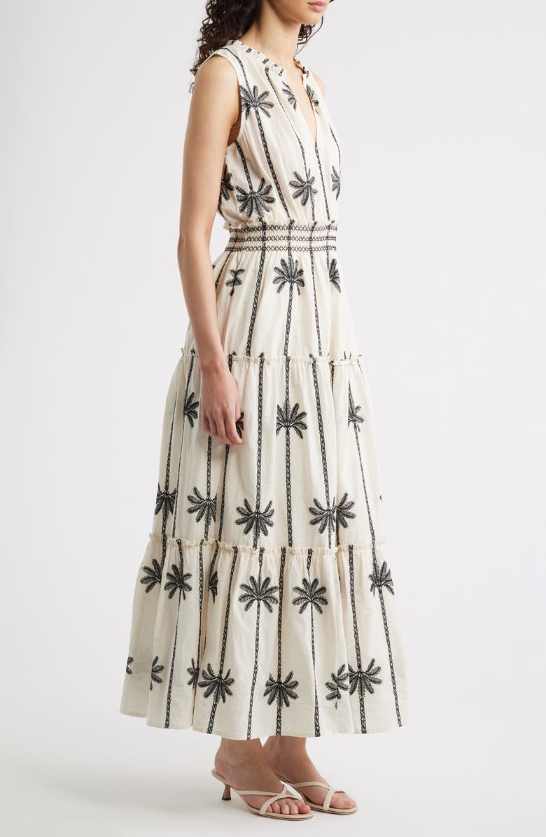 Rails Loulou Embroidered Sleeveless Cotton Maxi Dress, Alternate, color, Embroidered Palms