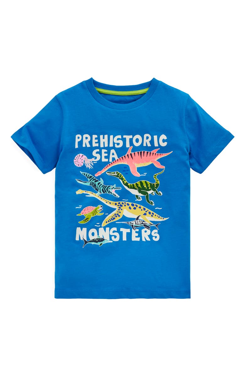 Mini Boden Kids' Prehistoric Glow in the Dark Cotton Graphic T-Shirt, Main, color, Prehistoric Sea Monsters