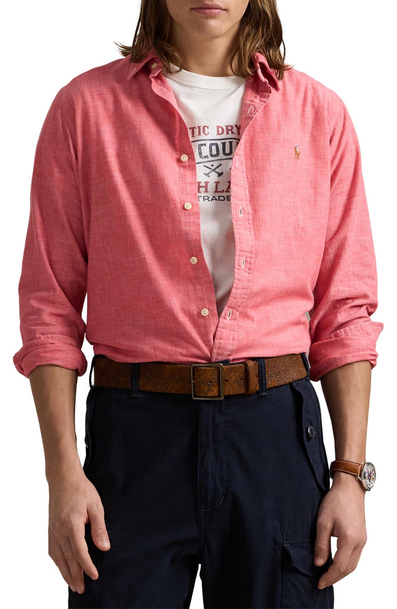Polo Ralph Lauren Classic Fit Chambray Button-Down Shirt, Main, color, 