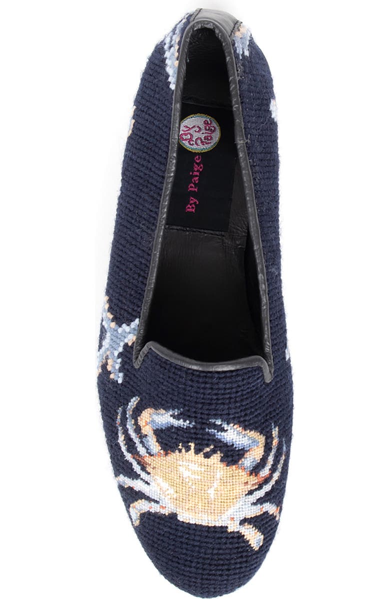 ByPaige BY PAIGE Needlepoint Crab Flat, Alternate, color, Navy