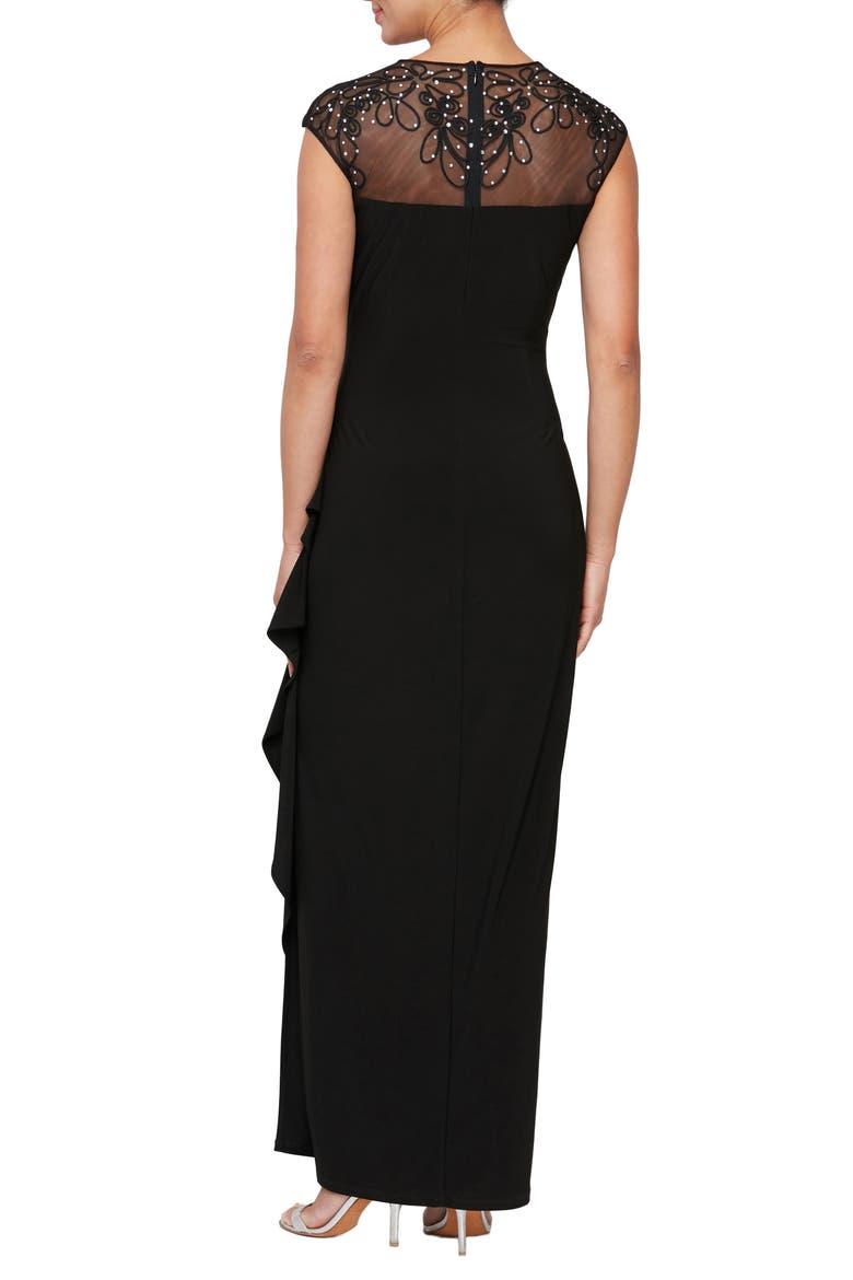 Empire Waist Gown, Alternate, color, BLACK