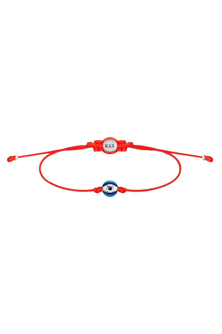 Men's Navy Enamel Evil Eye Red String Adjustable Bracelet Spiritual Freedom, Main, color, Red