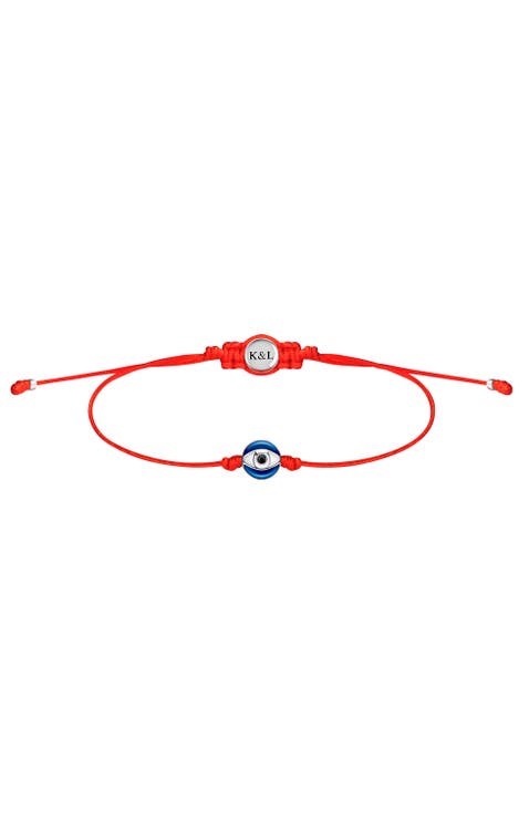 Men's Navy Enamel Evil Eye Red String Adjustable Bracelet Spiritual Freedom