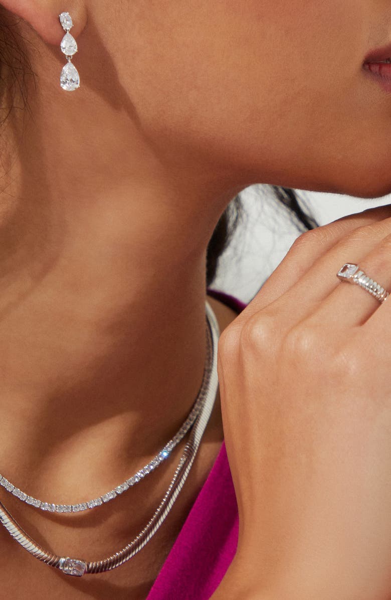 Nadri Love All Cubic Zirconia Tennis Necklace, Alternate, color, 