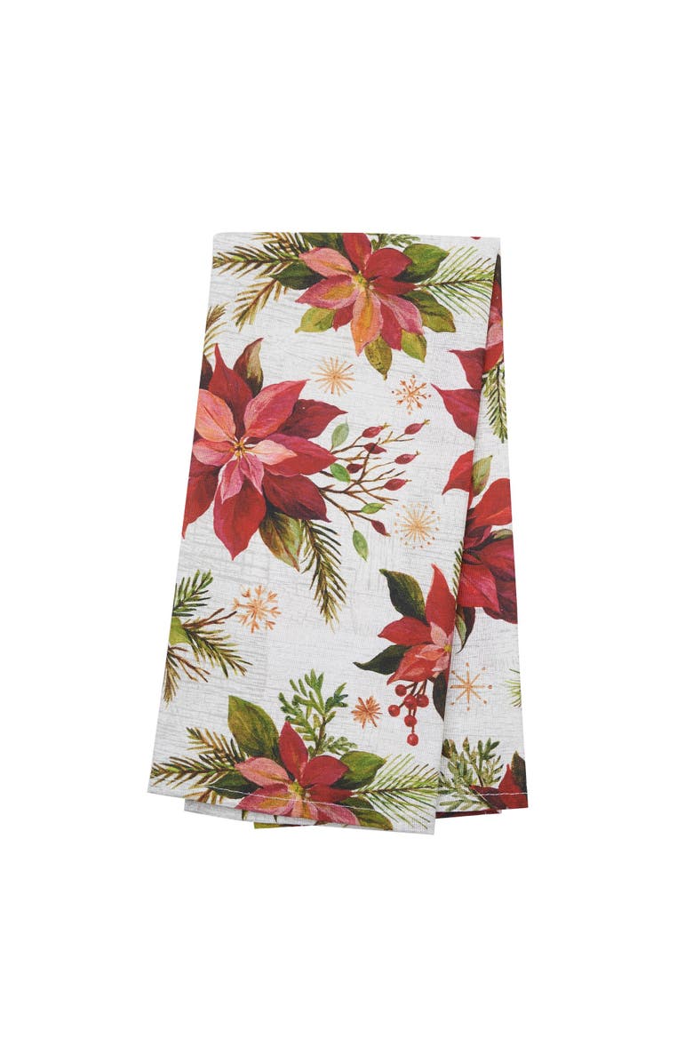 C&F Home Poinsettia Christmas Towel, Main, color, Green