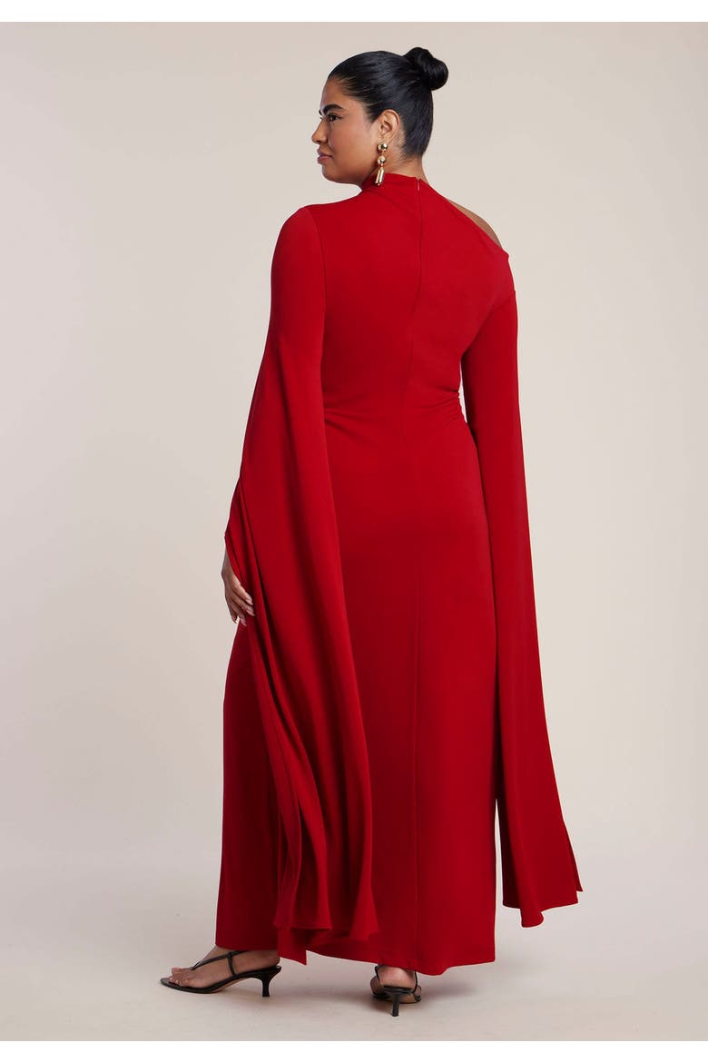 Cape Sleeve Draped Dress, Alternate, color, SCOOTER RED