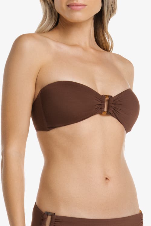 Helen Jon Hook Back Tortoise Bandeau In Textured Chocolate Brown