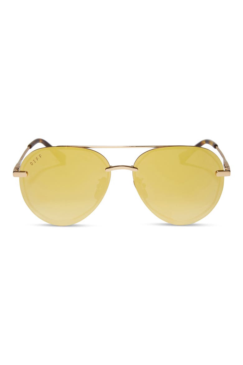 Lenox 57mm Polarized Mirrored Aviator Sunglasses, Main, color, GOLD