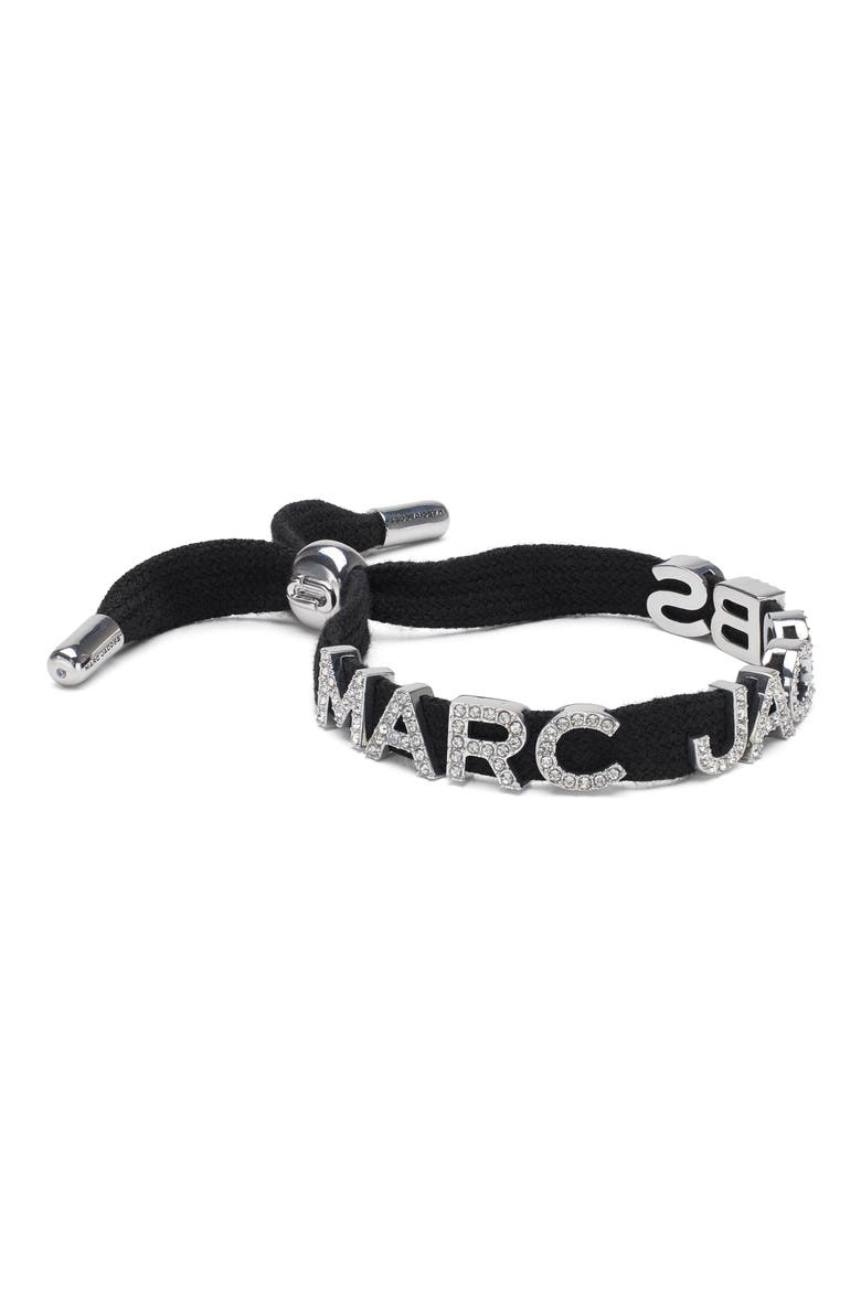 Laced Logo Adjustable Slider Bracelet, Alternate, color, SILVER/BLACK