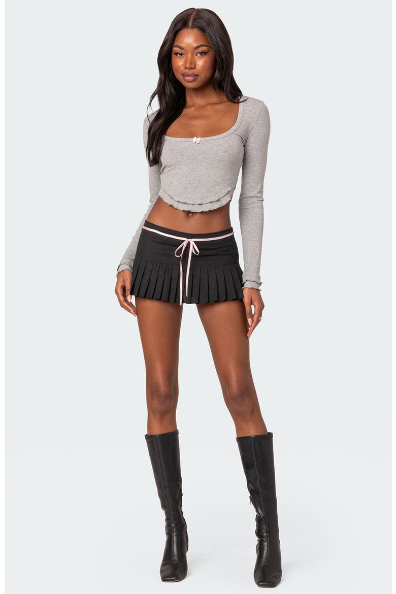 Yara Ruffle Hem Rib Top, Alternate, color, GRAY MELANGE