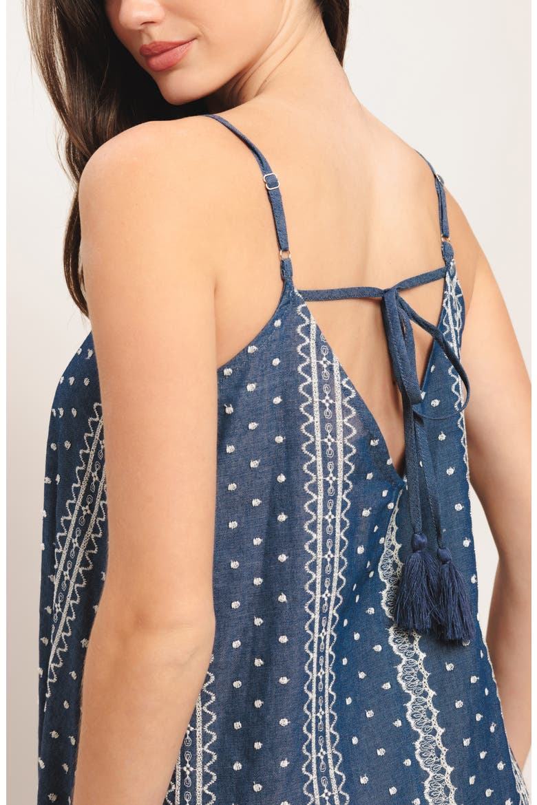 Embroidered Sleeveless Maxi Dress, Alternate, color, MEDIUM INDIGO