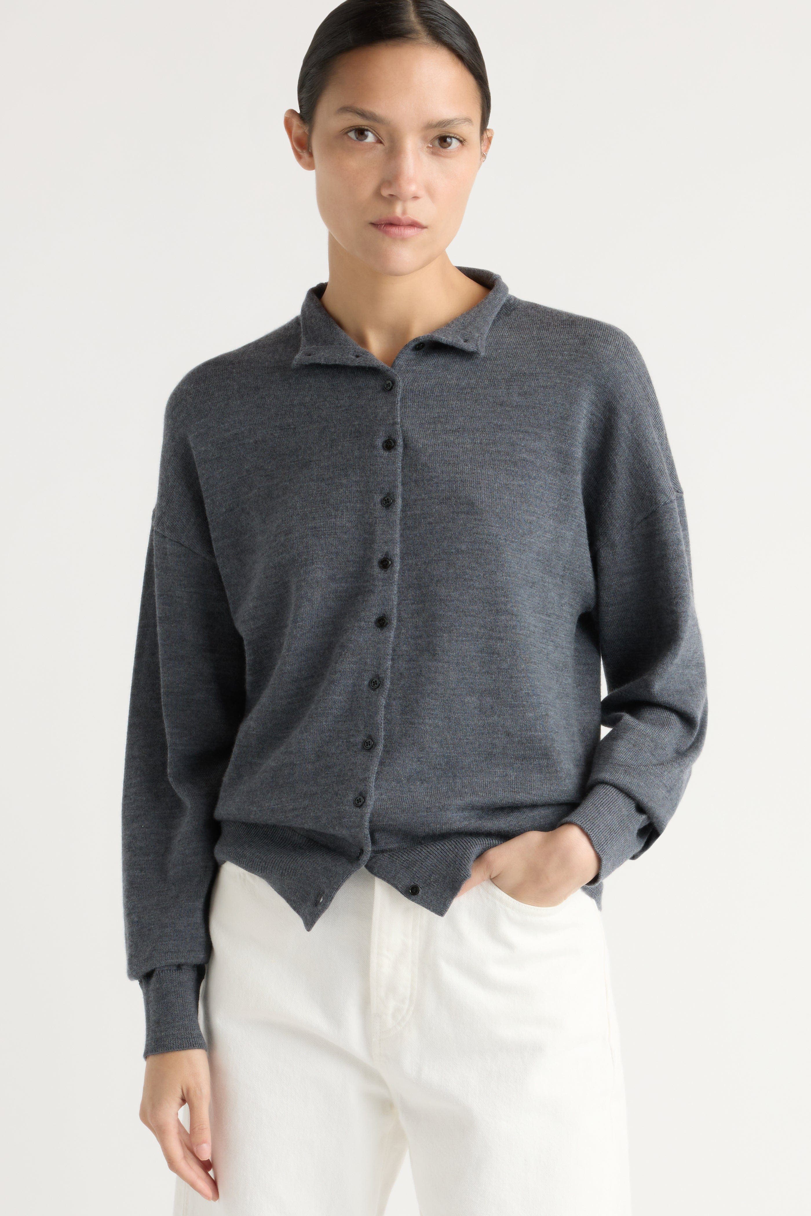 Charlee Lightweight Wool Button Cardigan - image 2