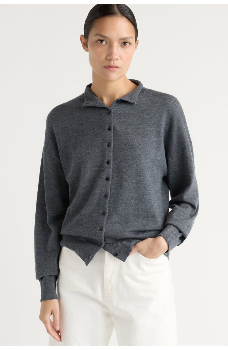 Modern Citizen Charlee Lightweight Wool Button Cardigan, Alternate, color, Heather Slate