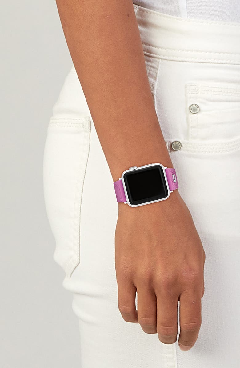 COACH Diagonal Stitch Silicone Apple Watch<sup>®</sup> Watchband, Alternate, color, Pink