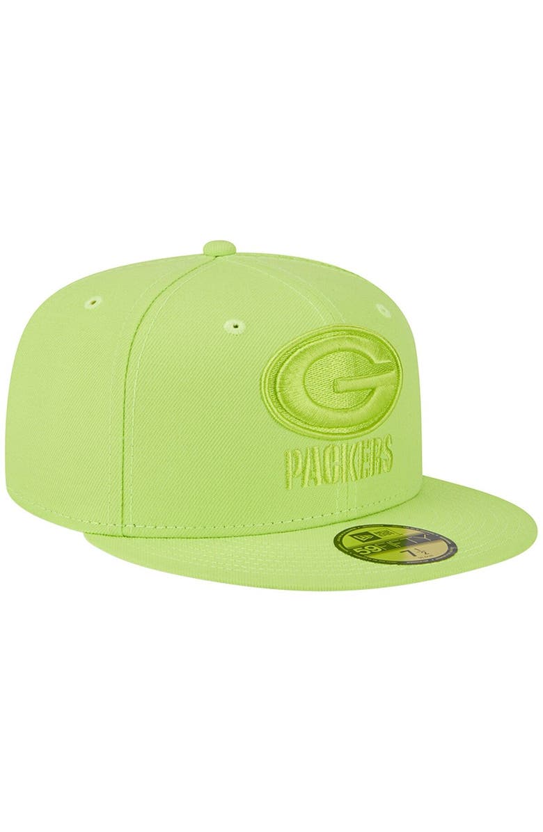 New Era Men's New Era Neon Green Green Bay Packers Color Pack Brights 59FIFTY Fitted Hat, Alternate, color, 