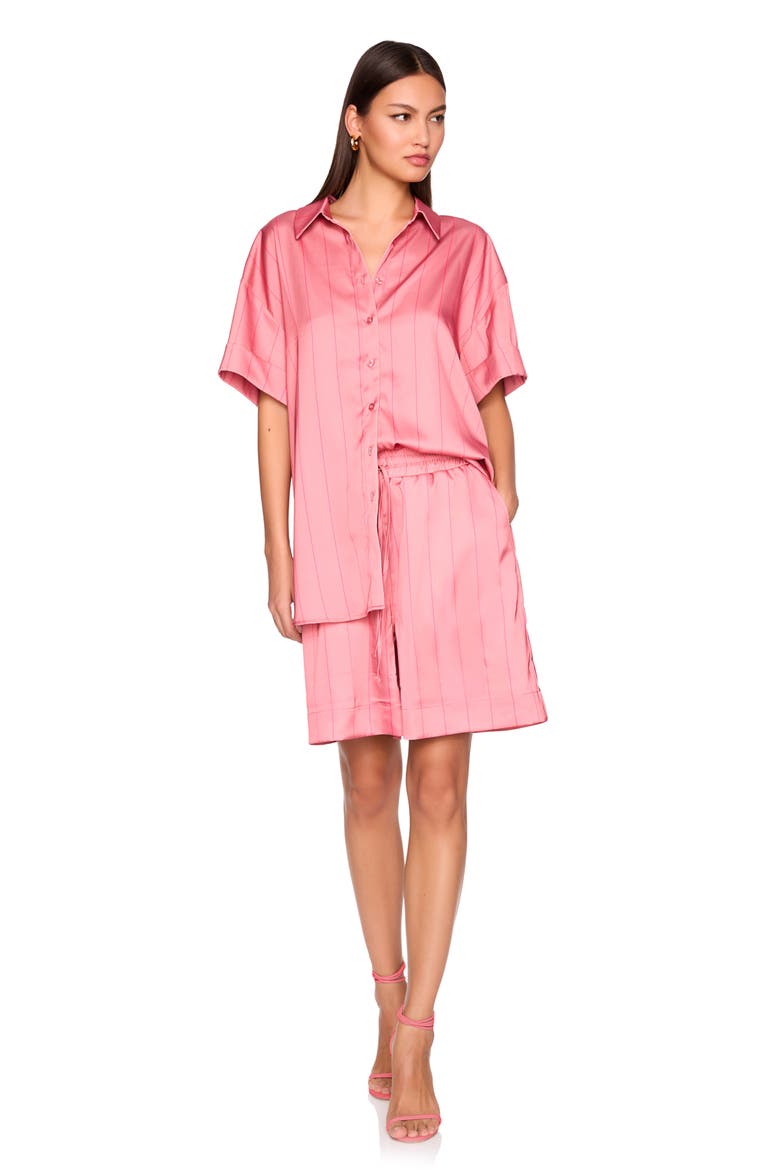 Oversize Stripe Button-Up Shirt, Alternate, color, ROSA