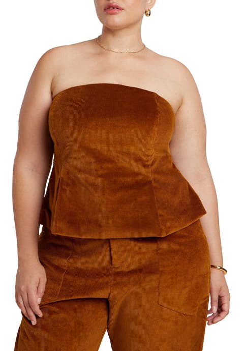Corduroy Peplum Bustier (Plus Available)