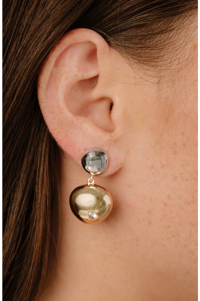 Polished Pebble Drop Earrings, Alternate, color, MIXED METAL
