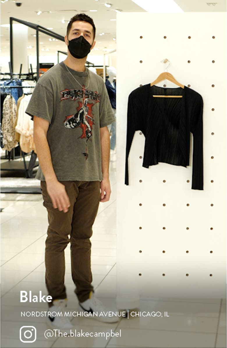 Pleats Pleats Issey Miyake Pleated Open Front Crop Cardigan, sales video thumbnail