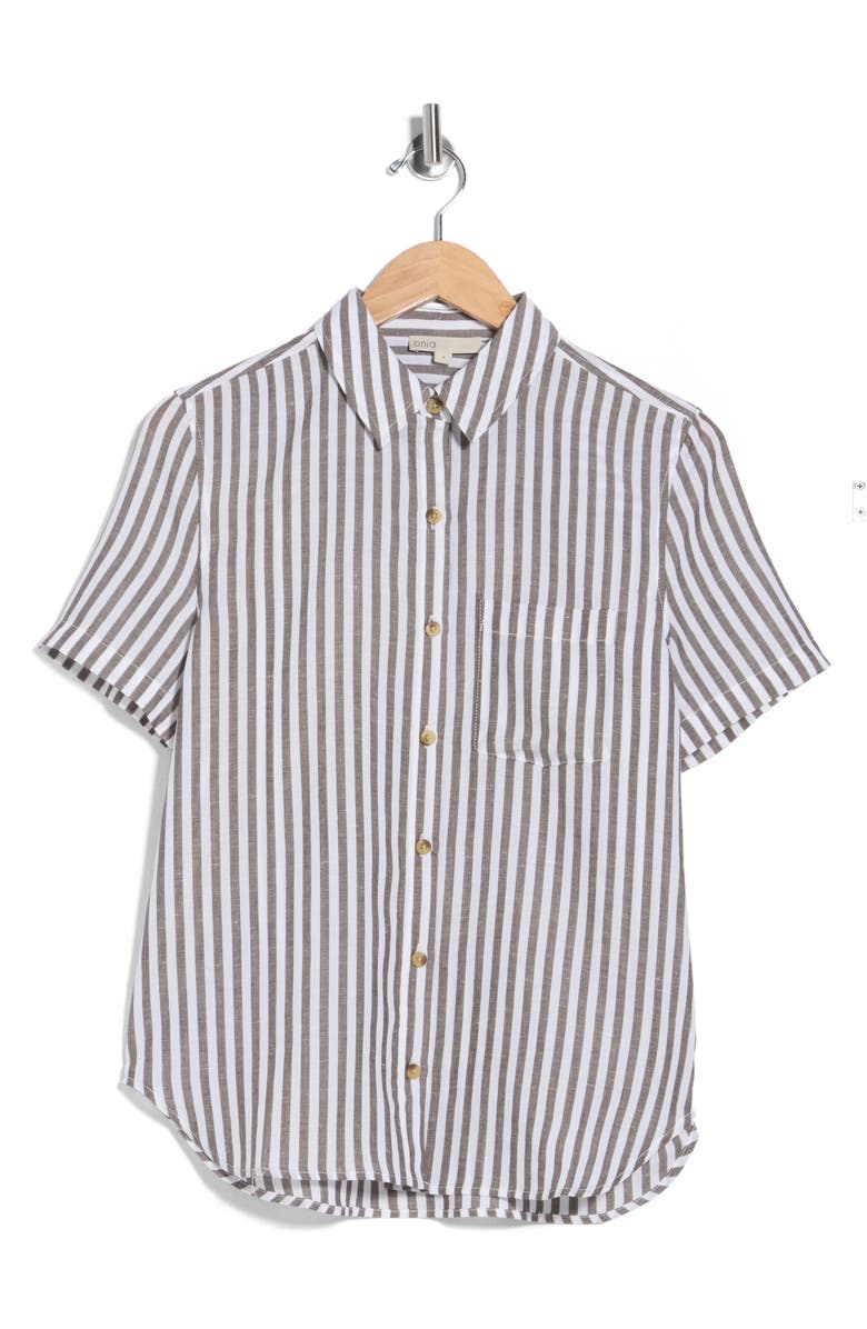 Onia Short Sleeve Button-Up Cover-Up Shirt, Alternate, color, Dark Chocola