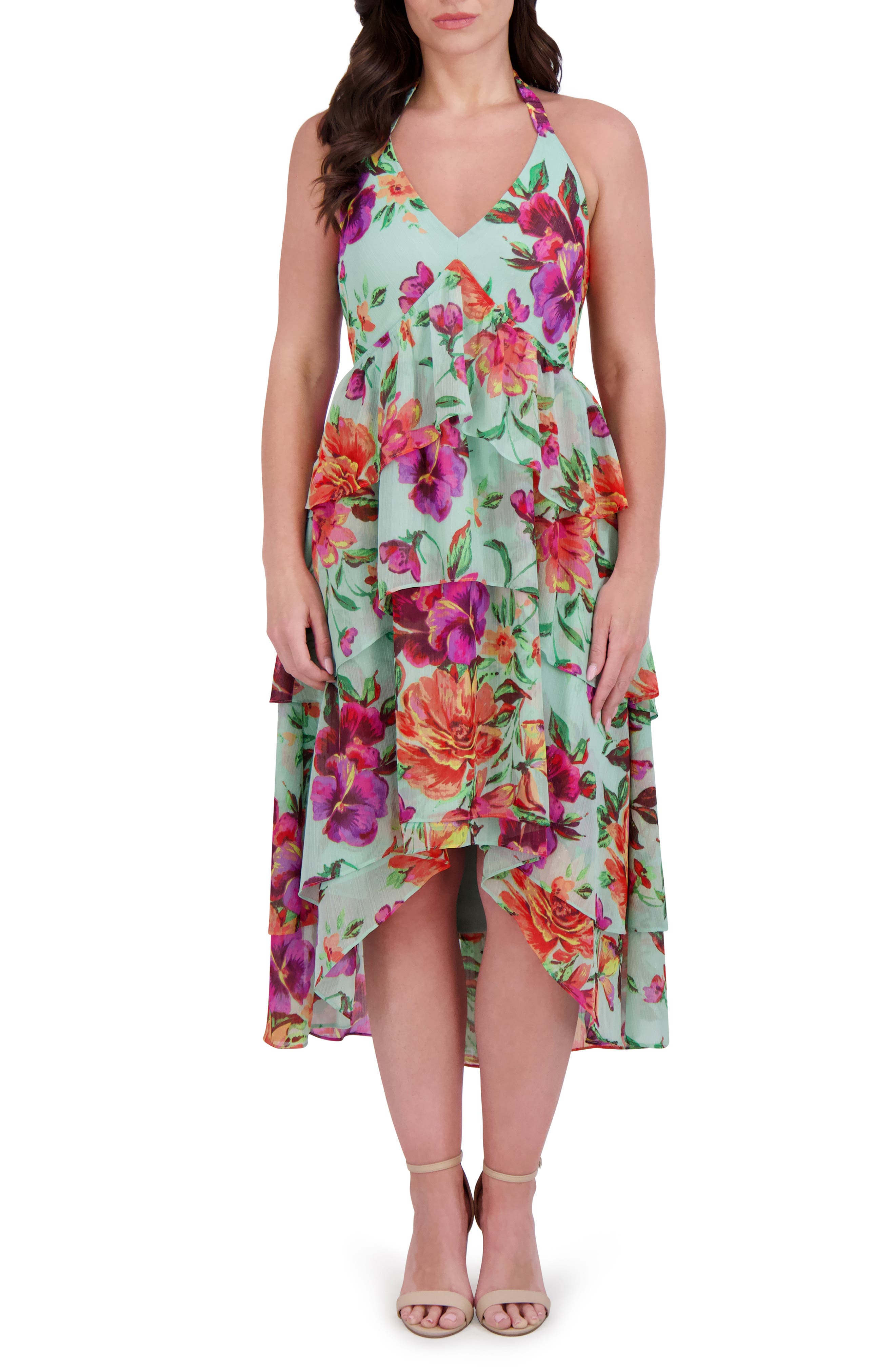 Siena Printed High-Low Chiffon Dress