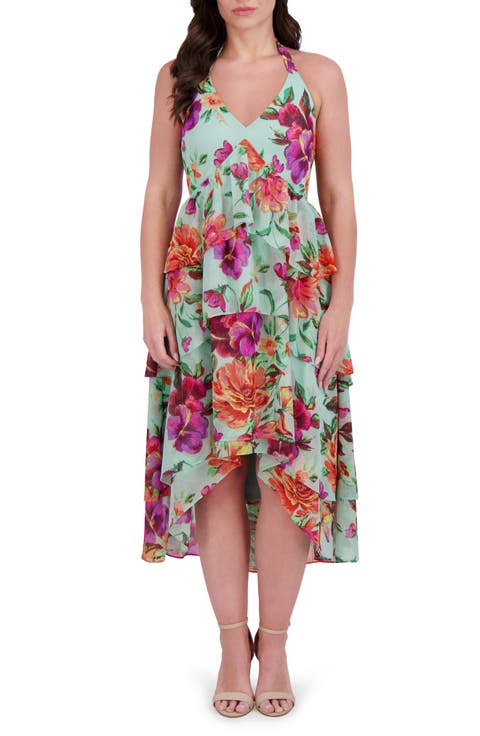 Printed High-Low Chiffon Dress
