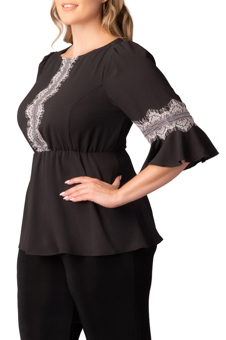 Chateau Lace Peplum Top, Alternate, color, BLACK NOIR