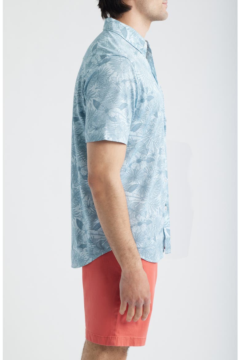 San Lucio Villa Evora IslandZone® Knit Short Sleeve Cotton Blend Button-Up Shirt, Alternate, color, SEA ICE