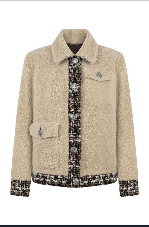 Labeca London Teddy Shearling Jacket In Neutral