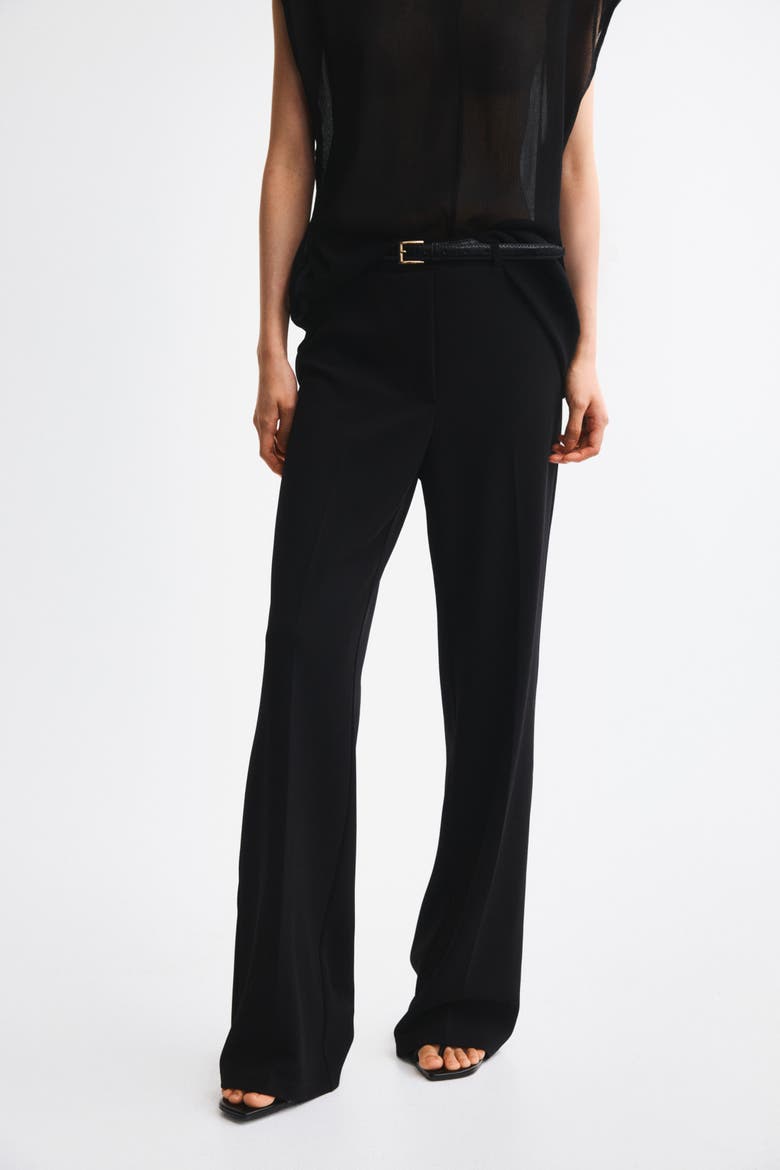 Straight-leg Pants With Belt, Alternate, color, Black