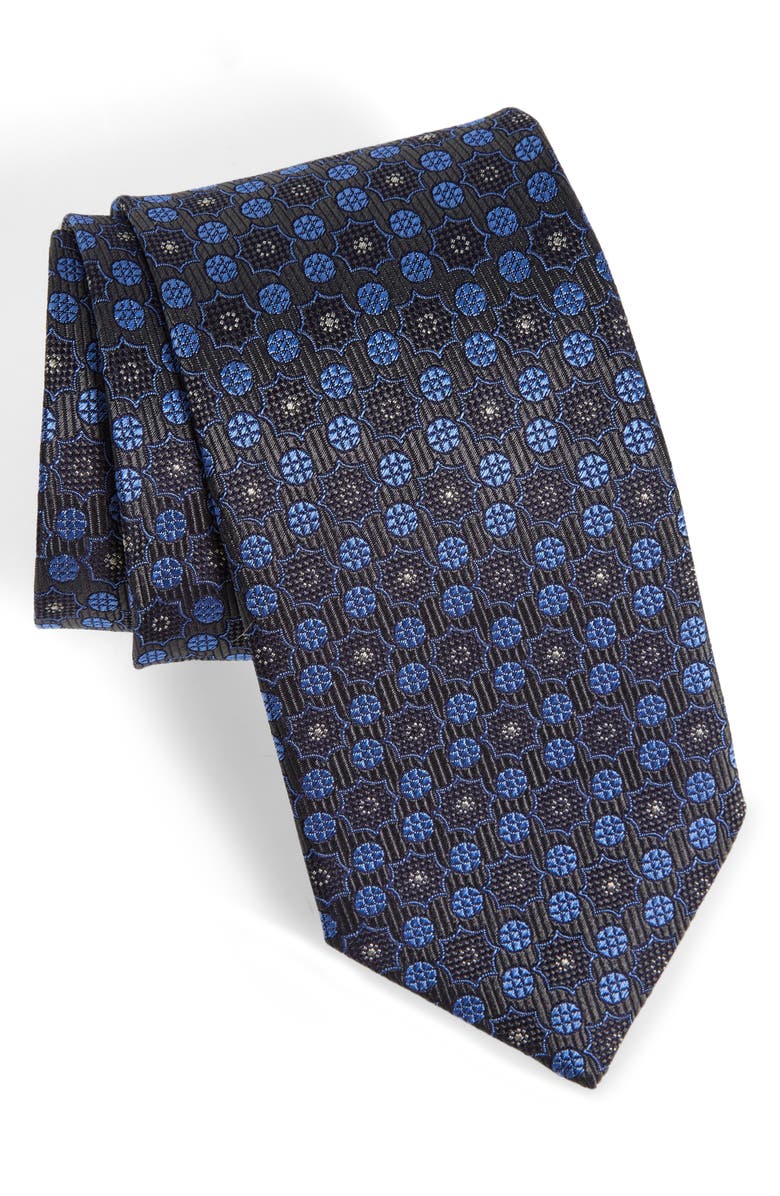 David Donahue Neat Silk Tie, Main, color, 