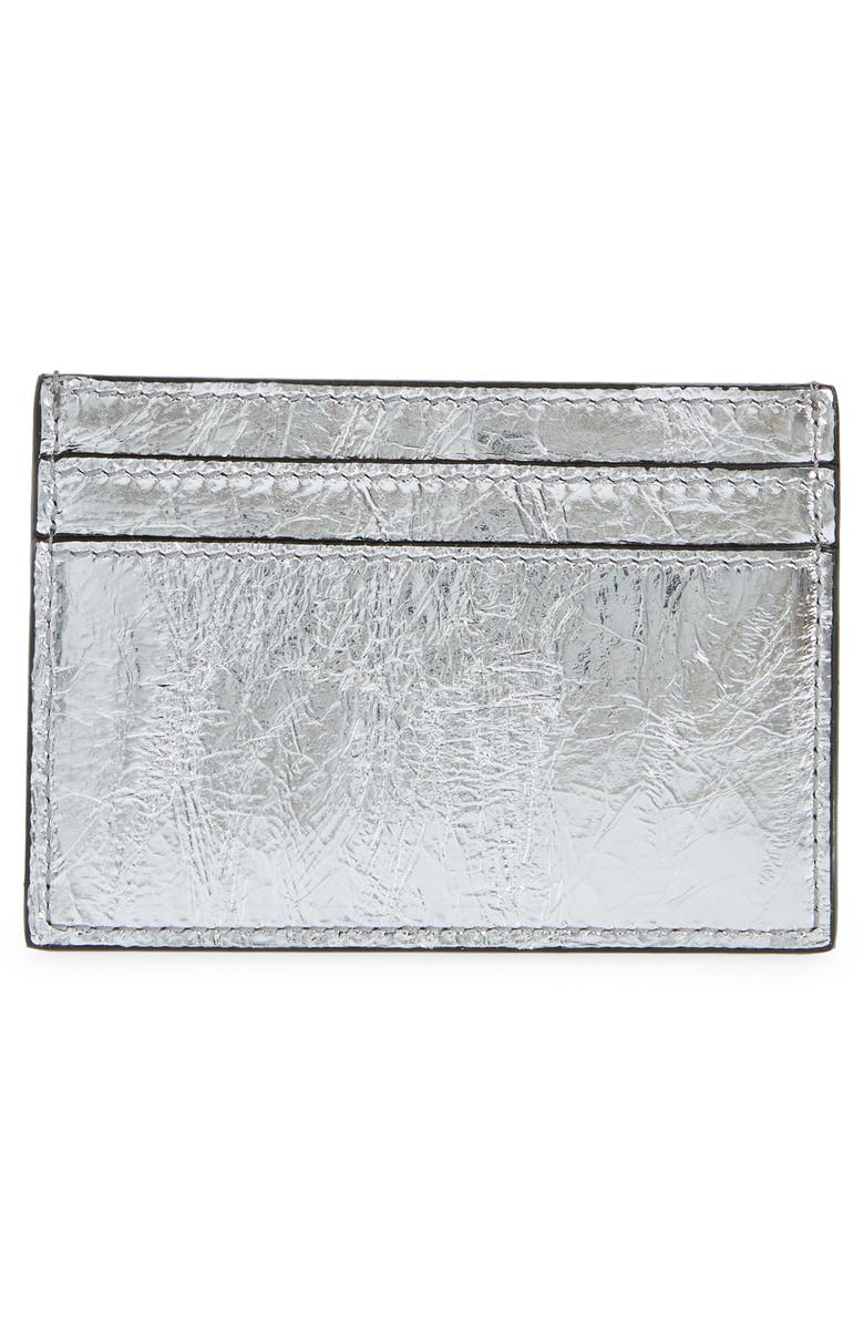 Versace La Medusa Metallic Leather Card Case, Alternate, color, 