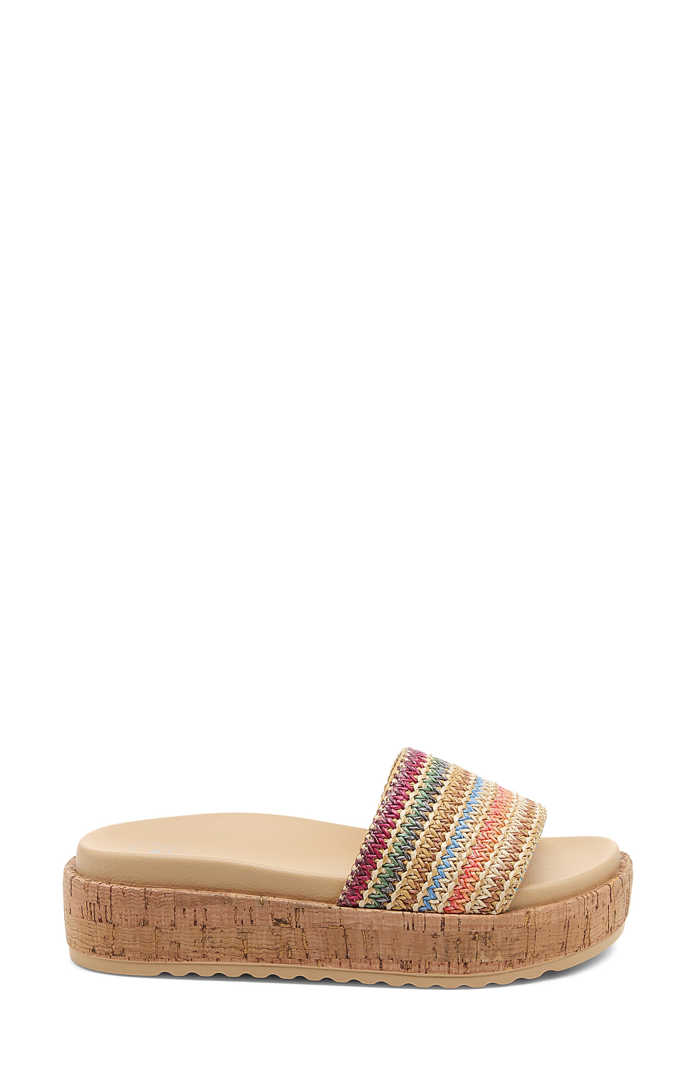 Faye Platform Slide Sandal, Alternate, color, NATURAL MULTI