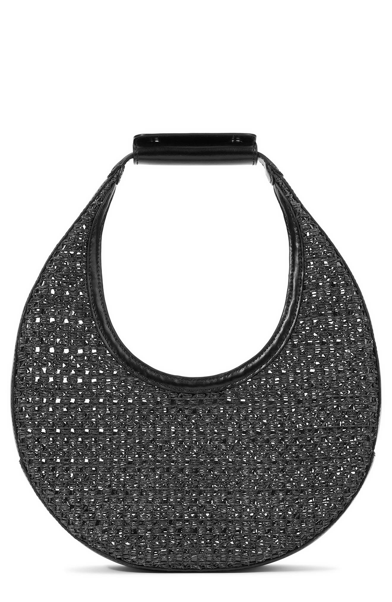 STAUD Medium Raffia Moon Shoulder Bag, Main, color, 