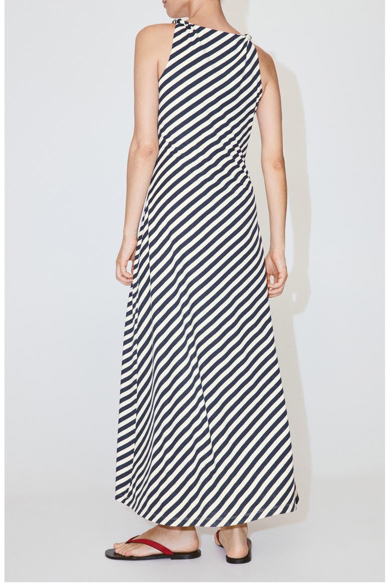mango stripe knit dress Striped Draped Neck Midi (Women) Mango clothing