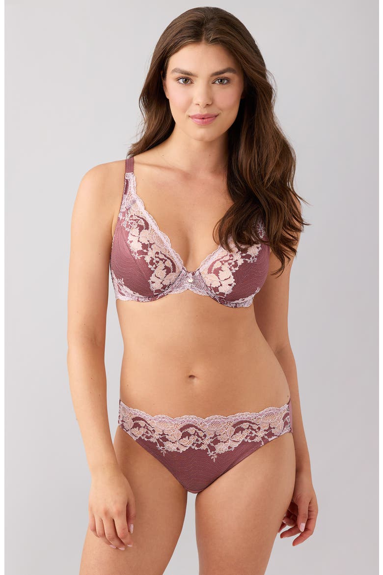 Modern Affair Underwire Plunge Bra, Alternate, color, ROSE BROWN/ CRADLE PINK