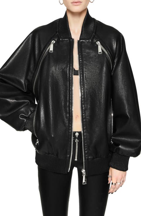 Dylan Oversize Leather Bomber Jacket