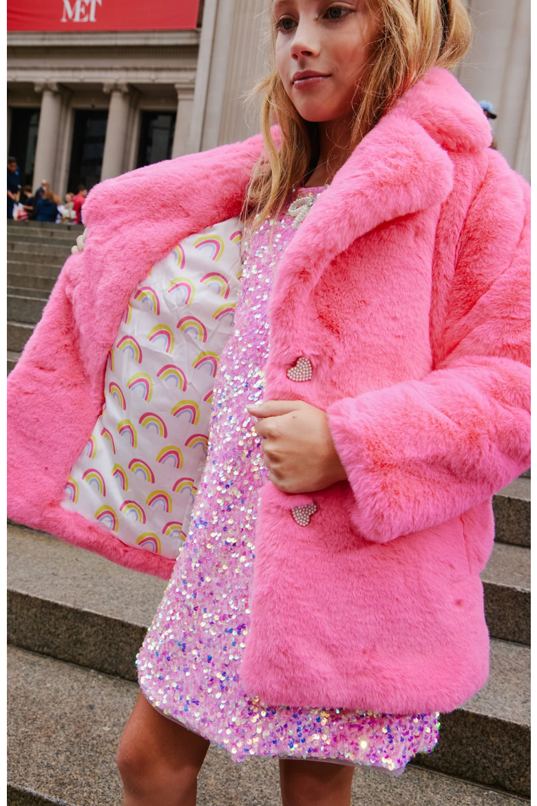 Faux Fur Coat, Alternate, color, Pink