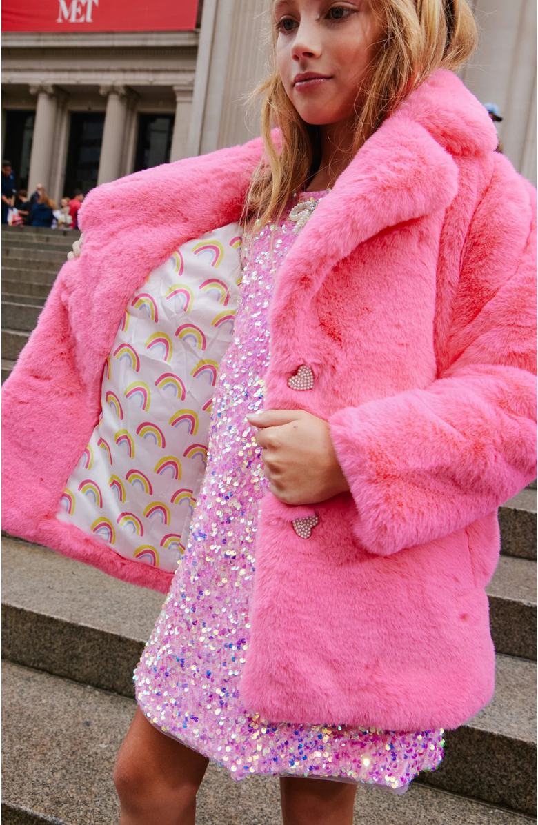 Lola + The Boys Faux Fur Coat, Alternate, color, Pink