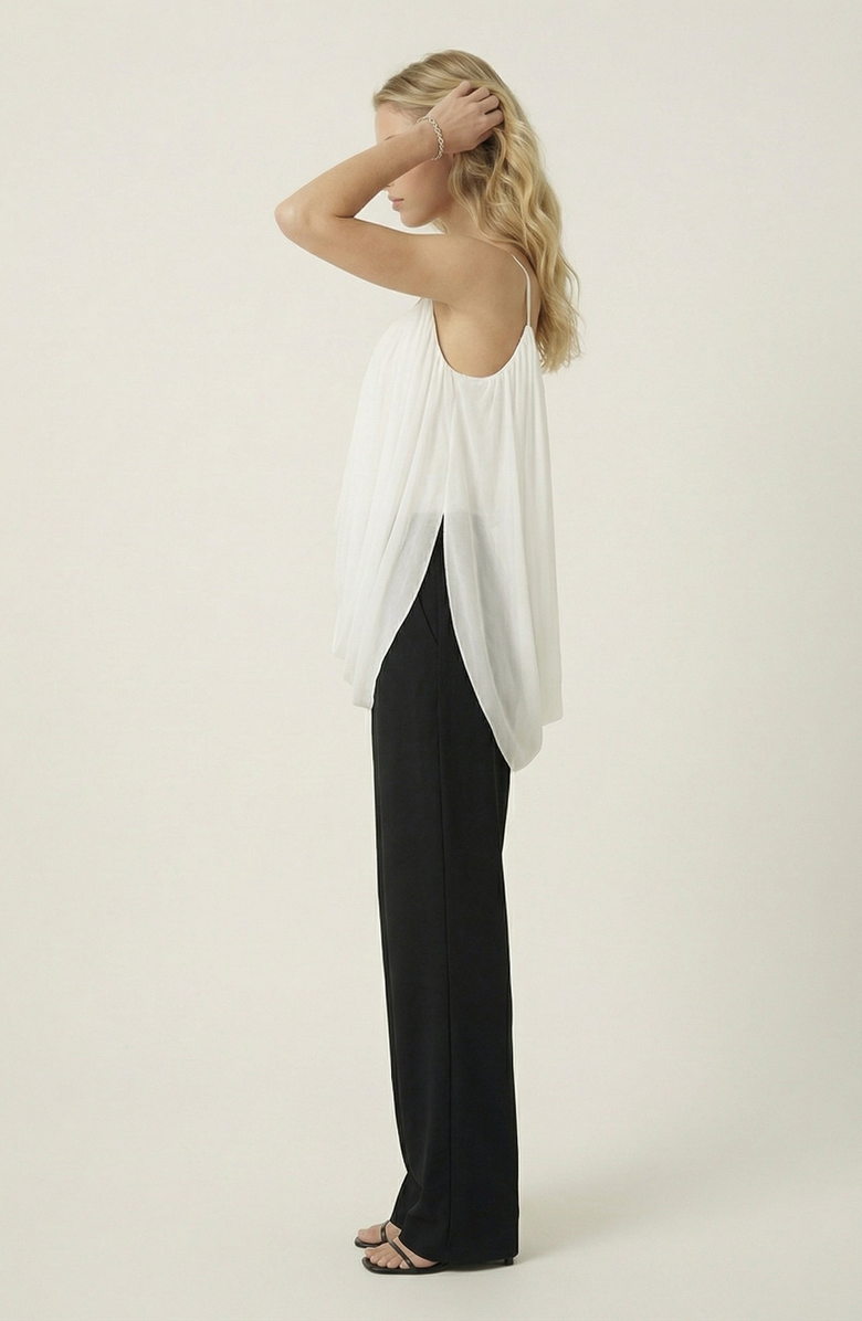 Modenaire Draped Sweetheart Chiffon Camisole Top, Alternate, color, Ivory